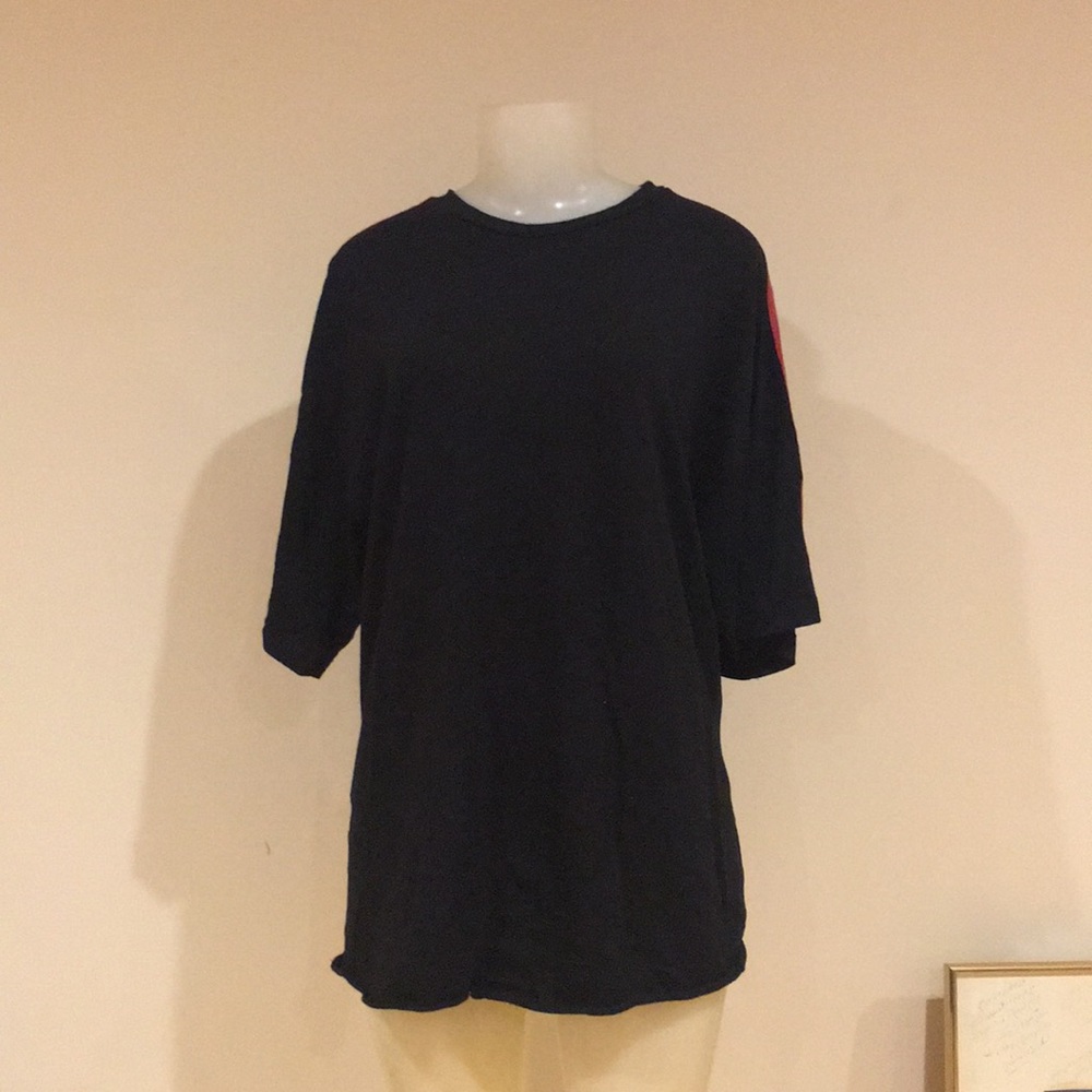 BLACK with red side strip T-SHIRT